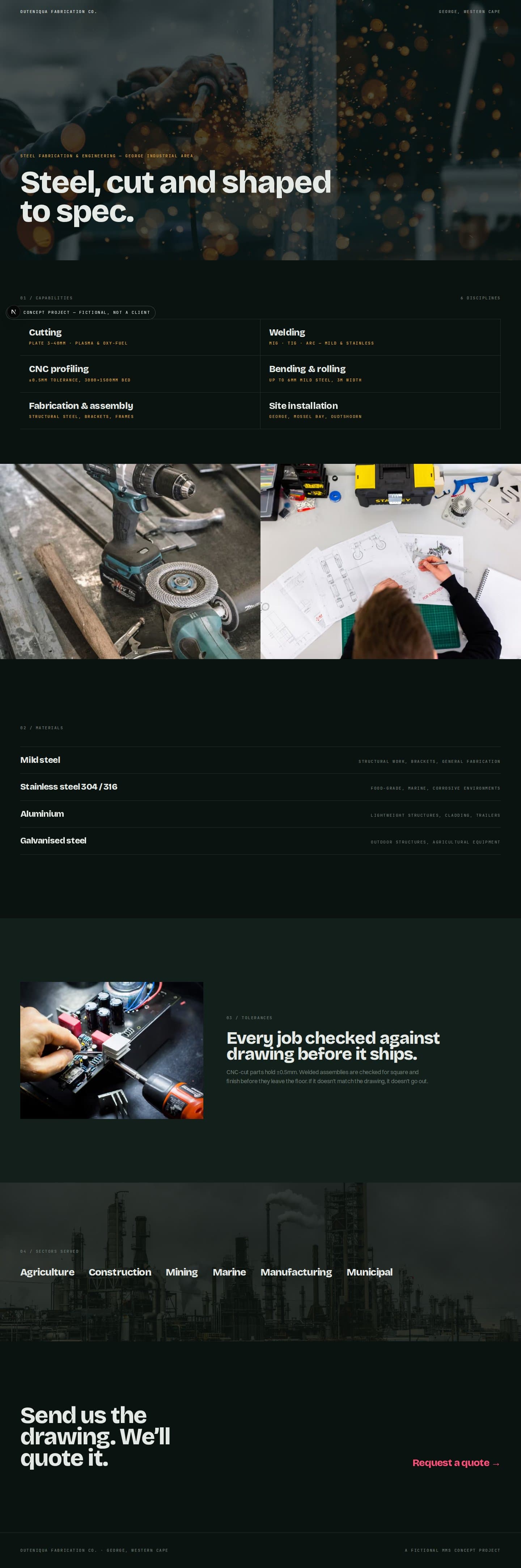 Outeniqua Fabrication Co. — desktop screenshot